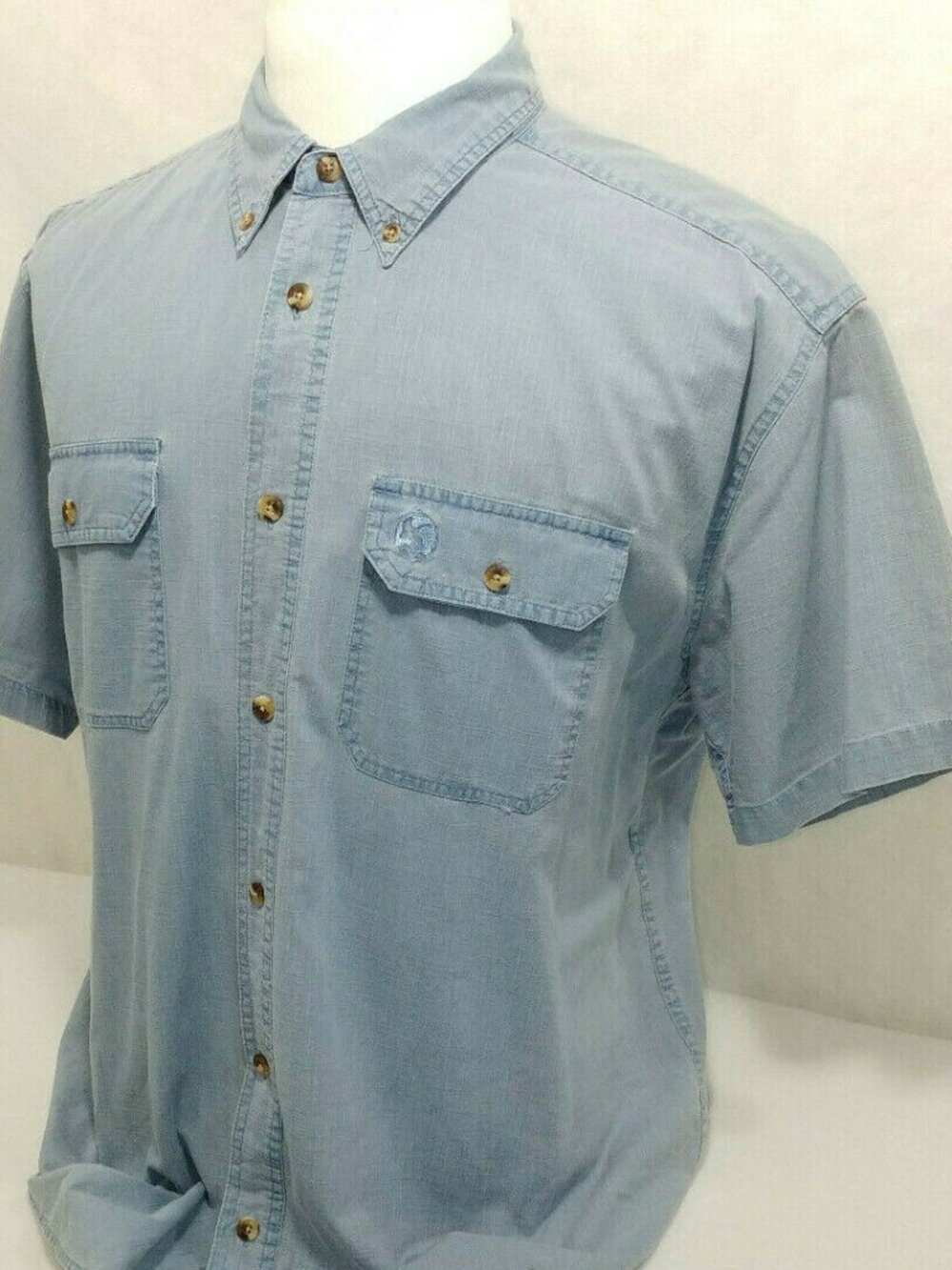 Guide Series Blue Chambray S/S Button Down Hiking Camping Outdoors Shirt Mens XL
